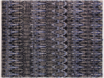 handmade Modern Moroccan Black Ivory Hand Knotted RECTANGLE 100% WOOL area rug 9x12